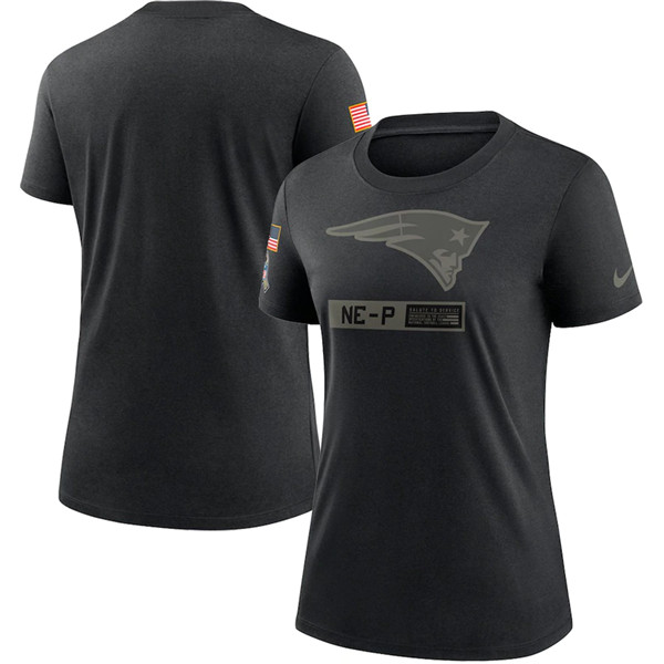 Women's New England Patriots Black NFL 2020 Salute To Service Performance T-Shirt (Run Small)